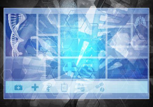 Media medicine background image as DNA research concept