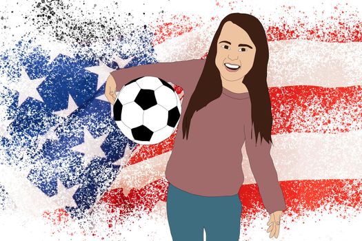 illustration of child on the background of the flag of america.