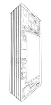 Smartphones concept outline. 3d illustration. Wire-frame style