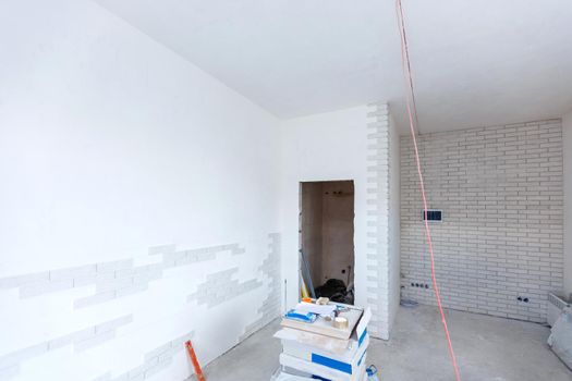 modern brick wall interior decor and sign