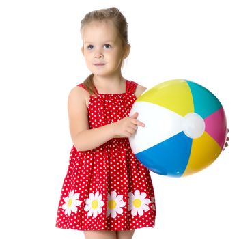 Beautiful little girl close-up. The concept of beauty and fashion, happy childhood. Isolated on white background.