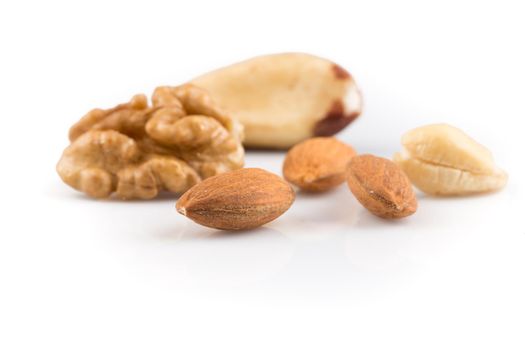 Peanuts, walnuts, almonds, hazelnuts, brazil and cashews nuts mixed together