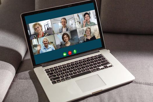 Group Friends Video Chat Connection Concept.