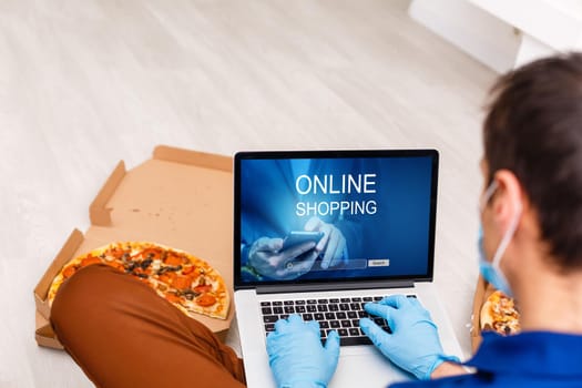 Man at home buying on internet online shopping