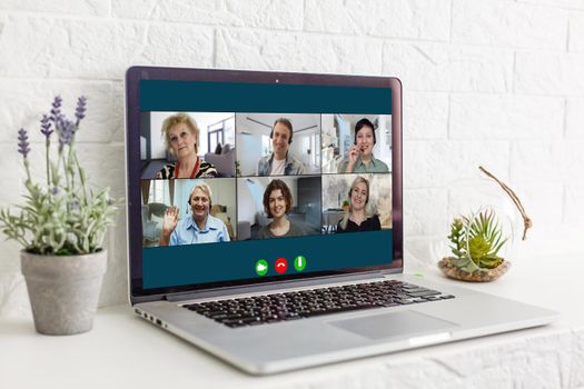 Group Friends Video Chat Connection Concept.