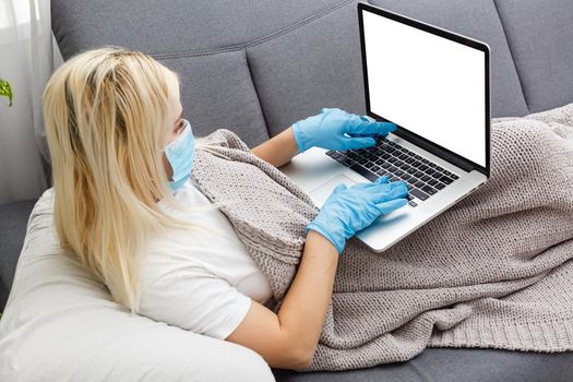 woman shopping online. Empty laptop screen template