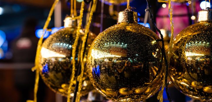 christmas decor gold glass balls on the wall