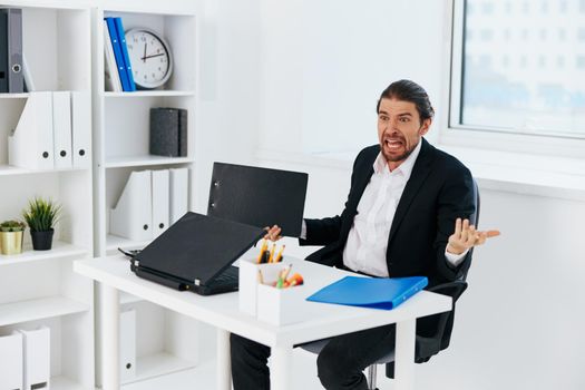 manager office work blue document folder boss. High quality photo