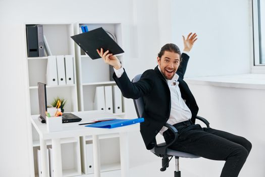 businessmen office work blue document folder technology. High quality photo