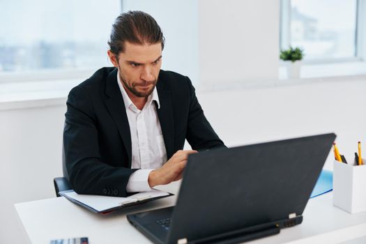 manager workflow in the office documents emotions boss. High quality photo