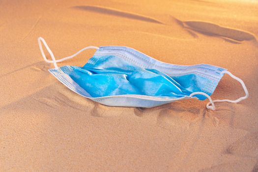 Facial mask on the natural outdoors beach background