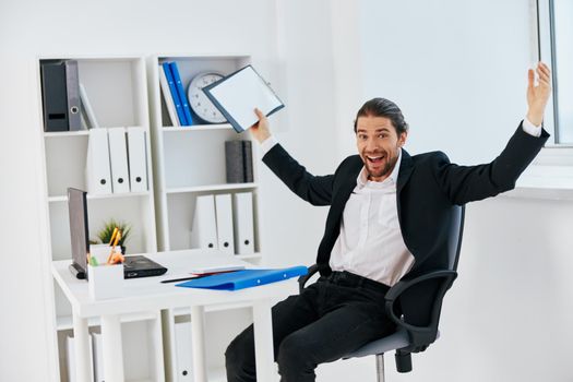 manager office work blue document folder technology. High quality photo