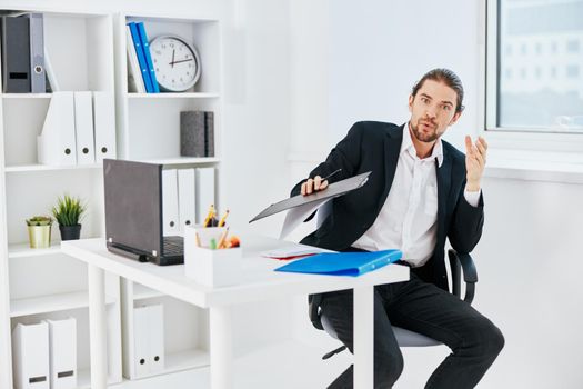 manager office work blue document folder technology. High quality photo