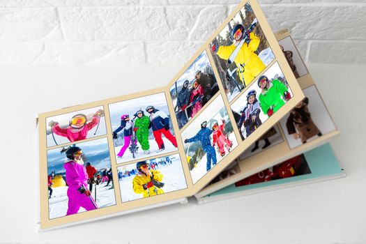 photobook with christmas photos. Winter cozy.