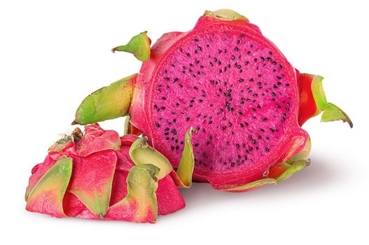 Dragon fruit two pieces isolated on white background