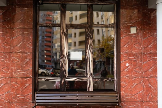 Texture of a modern window on the wall.