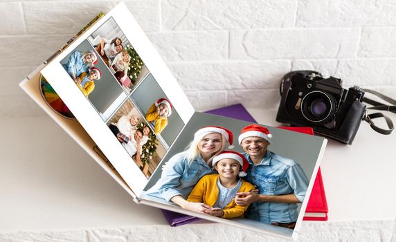 photobook with christmas photos. Winter cozy.