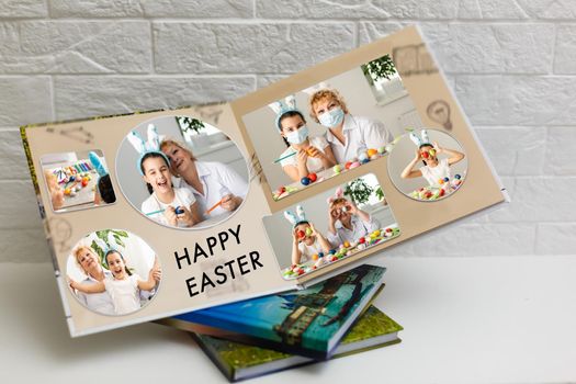 family photobook about easter. Easter card with love