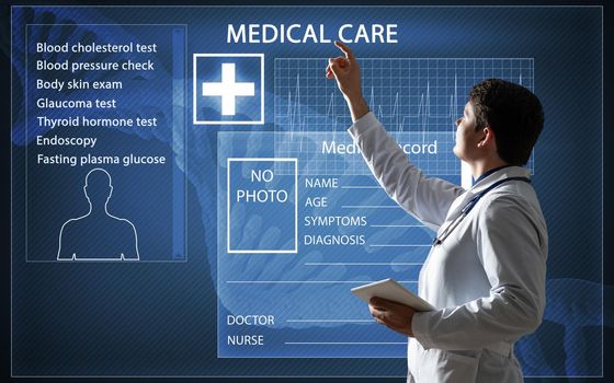 Doctor works with digital interface. Concept digital healthcare
