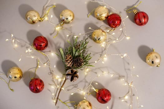 Composition of the Christmas decorations isolated on white.