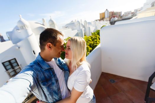 happy couple on summer vacation in Europe. tenerife