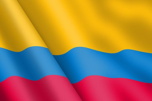 A Colombia waving flag 3d illustration wind ripple