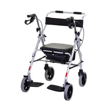 A combined walker and transit chair for elderly and disabled