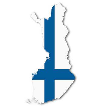 A Finland map on white background with clipping path to remove shadow 3d illustration