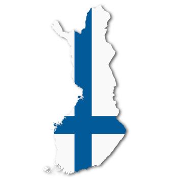 A Finland map on white background with clipping path to remove shadow 3d illustration