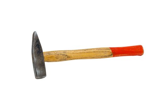old rusty hammer isolated on white background