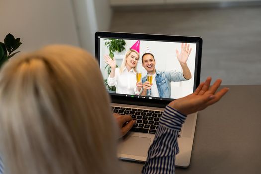 Christmas online holiday remote celebration X mas new year in lockdown coronavirus quarantine covid 19 new normal, social distance, remote communication, stay home vocation, Christmas online