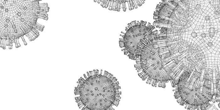 Wire-frame model of a virus. Abstract 3d microbe, virus or bacteria. Virus development concept. 3d illustration