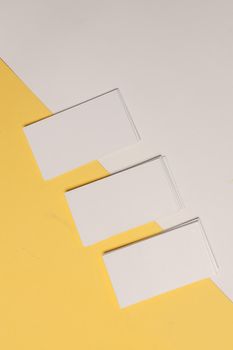 white business cards documents colorful background office copy-space. High quality photo