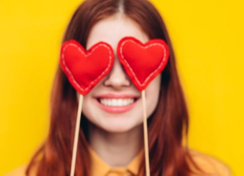 pretty woman in yellow shirt glamor romance posing. High quality photo