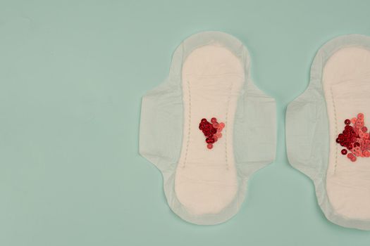 strip blood feminine hygiene menstruation protection top view. High quality photo
