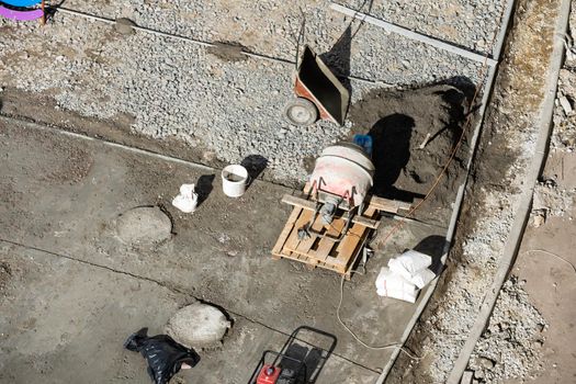 cement mixer at a construction site