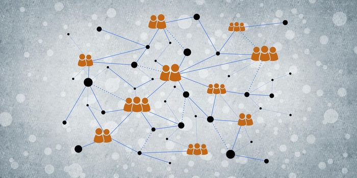 Background image with social connection and networking concept on concrete wall