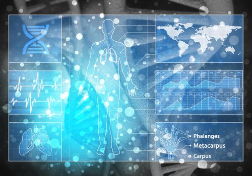 Media medicine background image as DNA research concept