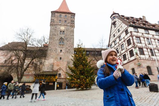 Nuremberg, Germany - Dec 31, 2019: Christkindlesmarkt in Nьrnberg,