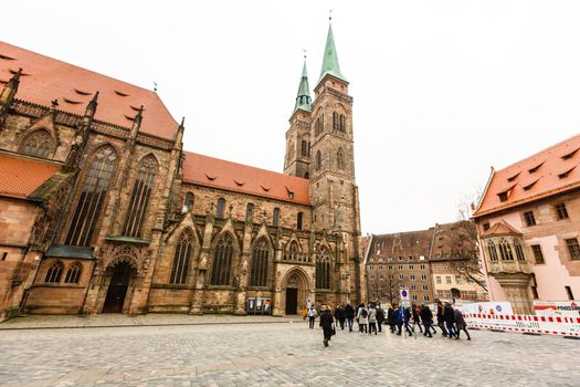 Nuremberg, Germany - Dec 31, 2019: Christkindlesmarkt in Nьrnberg,