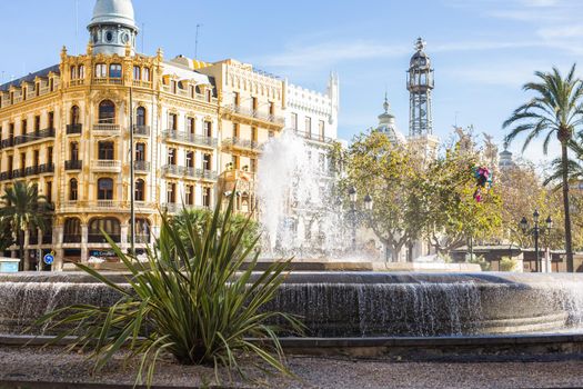 Exterior and architecture concept - Fountain multi-tiered in the city.