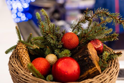 Christmas decorations basket with balls