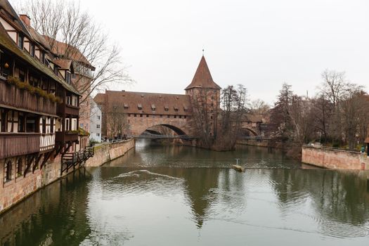 Bridge and House Nuremberg Germany Winter