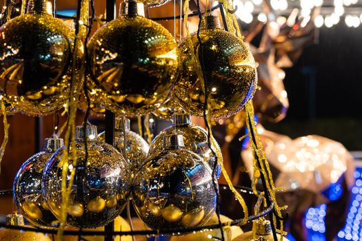 christmas decor gold glass balls on the wall