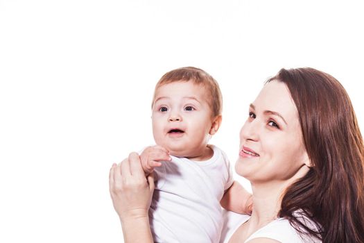 Happy Mother and Baby on a white background