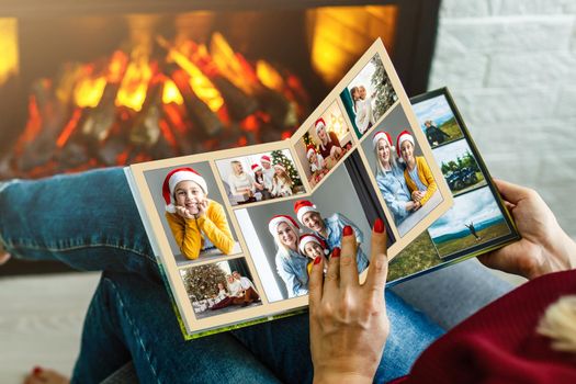 photobook with christmas photos. Winter cozy.