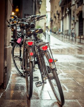 Old streets of Barrio Gotico Barcelona, Spain