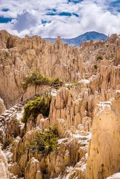 Natural mountain path in amazing Moon Valley, Bolivia