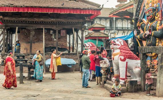 KATHMANDU - OCTOBER 05: People walking at Durbar Square in Kathmandu, Nepal, October 05, 2017