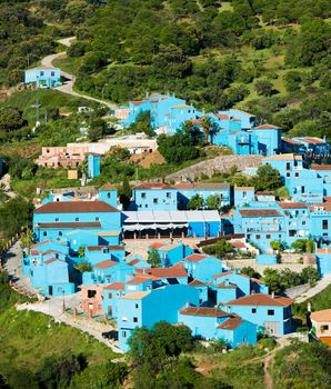 Juzcar, blue Andalusian village in Malaga, Spain. village was painted blue for The Smurfs movie launch